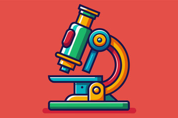 Aufkleber - A classic microscope icon reimagined with intricate details and vibrant colors, showcasing scientific exploration.