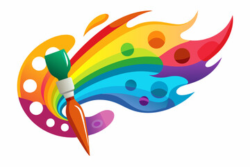 Aufkleber - A classic paintbrush icon redesigned with a rainbow color palette, symbolizing creativity and expression.