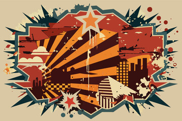 Poster - A collage template with a grunge style, featuring distressed textures and rough edges