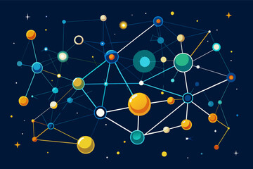Leinwandbilder - a constellation of interconnected geometric shapes, representing innovation and connection.