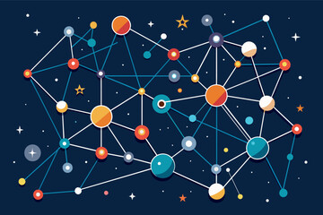 Leinwandbilder - a constellation of interconnected geometric shapes, representing innovation and connection.