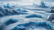 Abstract Frozen Landscape, Icy Blue Background with Cracked Surface