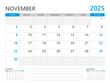 November 2025 year, Calendar planner 2025 and Set of 12 Months, week start on Sunday. Desk calendar 2025 design, simple and clean design, Wall calendar, Corporate design planner template vector