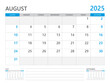 August 2025 year, Calendar planner 2025 and Set of 12 Months, week start on Sunday. Desk calendar 2025 design, simple and clean design, Wall calendar, Corporate design planner template vector