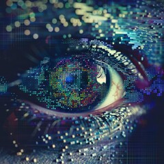 Poster - A colorful eye with a blurry background