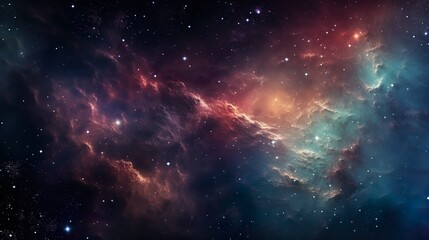 Wall Mural - stunning panoramic image showing vibrant interstellar clouds in space, conveying the scale of the ga
