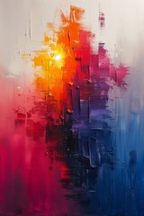 Canvas Print - A painting of a colorful abstract piece with bright colors, AI