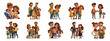 © Maestro - Animated family groups in various poses and outfits cut out png on transparent background