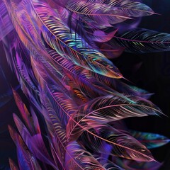 Wall Mural - A colorful and vibrant display of feathers, with each feather having a unique