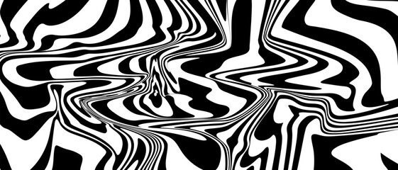 Wall Mural - Optical Art with Twist Striped. Background Abstract Line Black and White Color. Swirl Hypnotic Pattern. Vector illustration.