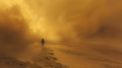 Wall Mural - Walking in a sandstorm