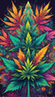 Groovy, Colorful Glitch Cannabis Kaleidoscope Art
