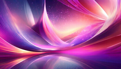 Poster - Colorful glowing background in shades of purple and pink. Vivid abstract wavy pattern.