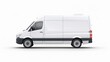 © Khalida - An editable delivery van mockup, presenting a realistic cargo transportation vehicle template isolated on a white background, suitable for branding and advertising design.