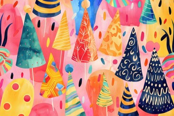 Aufkleber - Colorful display of party hats, perfect for celebrations
