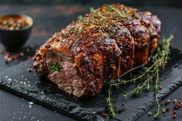 Poster - A large piece of meat on a cutting board, perfect for food and cooking concepts