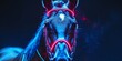A Horse Adorned with Neon Lighting Harnesses, Symbolizing a Merge of Nature and Advanced Technology, Generative AI
