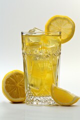Poster - A glass of lemonade with a slice of lemon. Perfect for summer promotions