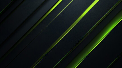 Wall Mural - Black background with green diagonal neon lines futuristic background