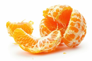 Poster - A close-up shot of a peeled orange on a white surface. Perfect for food and nutrition concepts
