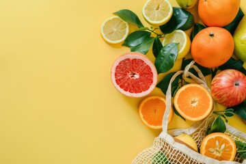 Aufkleber - Bag of fruit on a table, perfect for healthy lifestyle concept