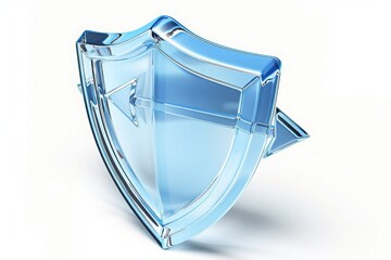 Fototapete - The Concept of Security: A Blue Glossy Shield Surrounded by Guarding Elements, Symbolizing Protection in the Digital Age, Generative AI