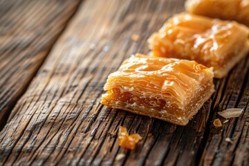 Poster - Close-up view of food items on a rustic wooden table, perfect for food blogs or restaurant promotions