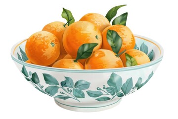 Aufkleber - A vibrant painting of oranges in a bowl. Perfect for food and kitchen-related projects