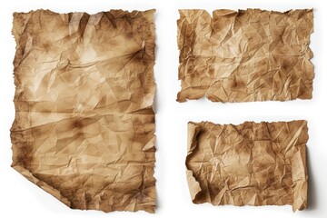 Poster - Four pieces of brown paper on a white background, versatile for various projects