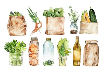Poster - A vibrant painting showcasing a variety of delicious food items. Perfect for food blogs or restaurant menus