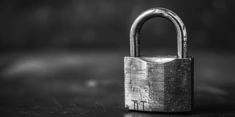 Aufkleber - Close up of a metal padlock on a table. Suitable for security concepts