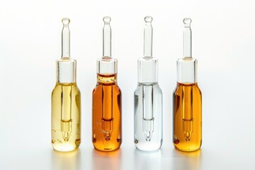 Poster - A group of three glass bottles filled with liquid. Perfect for various projects