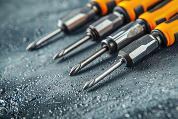 Poster - A bunch of screws on a table, suitable for industrial projects