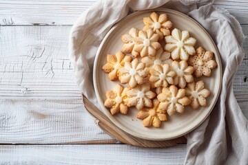 Poster - Delicious plate of cookies on rustic wooden table, perfect for food bloggers or bakeries