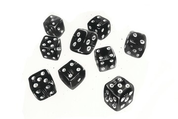 Poster - A bunch of black dice on a table, perfect for game night decorations