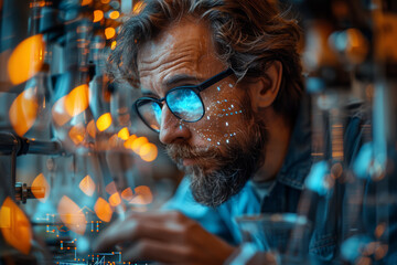 Poster - A researcher analyzing data and drawing conclusions, advancing the collective understanding of a particular field. Concept of academic contribution. Generative Ai.