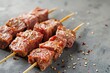 Close up of meat skewers, perfect for food blogs or restaurant menus
