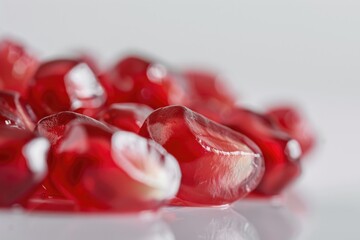 Poster - A close up of a pile of red gummy hearts. Ideal for Valentine's Day concepts