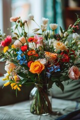 Poster - A vase filled with lots of colorful flowers, perfect for various design projects