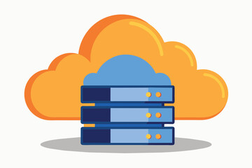 Poster - a stack of blue folders set against a cloudy sky backdrop, problems with cloud storage, simple and m