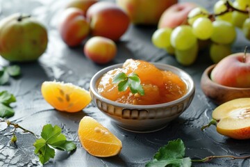 Canvas Print - A bowl of fruit on a table, suitable for kitchen or healthy eating concepts