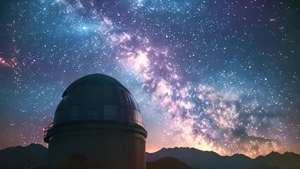 Poster - telescope observing milky way galaxy