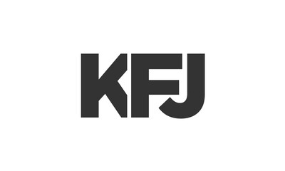Poster - KFJ logo design template with strong and modern bold text. Initial based vector logotype featuring simple and minimal typography. Trendy company identity.