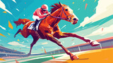 Fototapeta Pokój dzieciecy - Vector illustration of a Horse and jockey racing ra