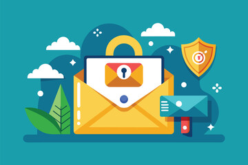 Poster - a padlocked email envelope symbolizing secure communication and protection of sensitive information,