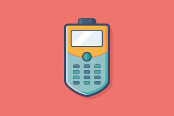 Poster - A simple and minimalist blue and yellow cell phone set against a vibrant pink background, Security phone, Simple and minimalist flat Vector Illustration