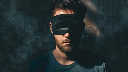 Wall Mural - a man with blindfolded face and beard