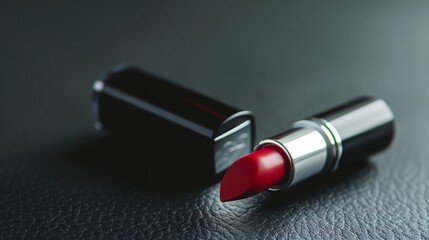 Wall Mural - a red lipstick is sitting on a black surface