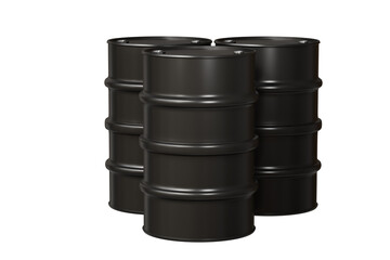 3d Black Oil barrels icon isolated on white background. Dynamics of world oil prices. Oil prices Trading on stock exchange. Creative business investment oil profit concept. Minimal gasoline. 3d render