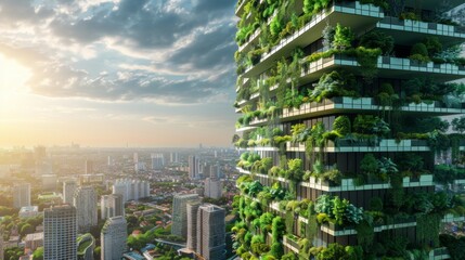 Aufkleber - Modern Building Covered in Green Plants